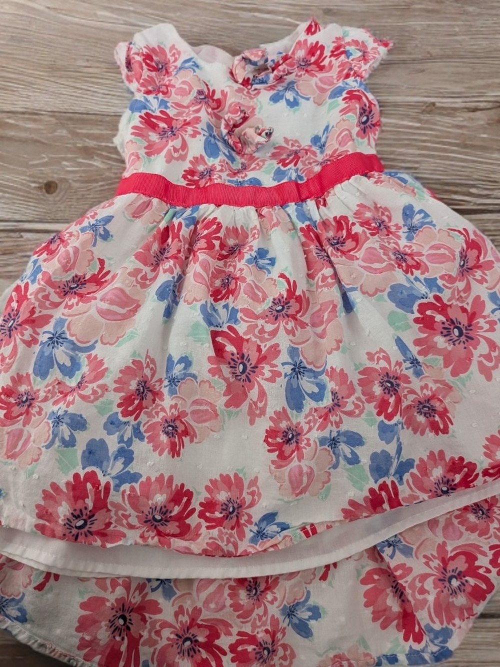 Little Lass White Floral Dress with Pink and Blue Flowers Size 3T
